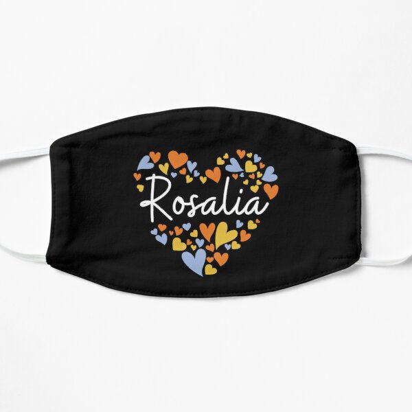 Rosalia, yellow and light blue ane orange hearts Flat Mask RB2510 product Offical rosalia Merch
